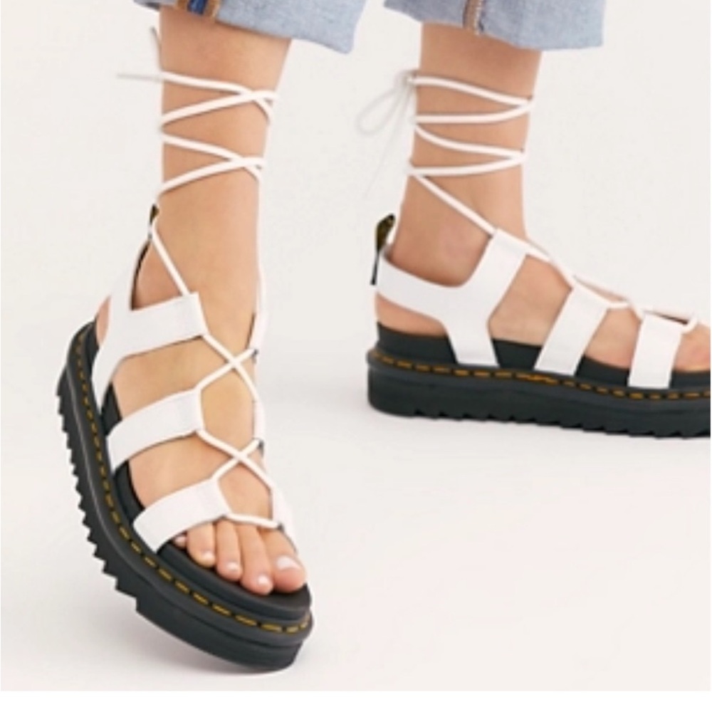 Dr. Martens White lace up Gladiator Platform Nartilla Sandals